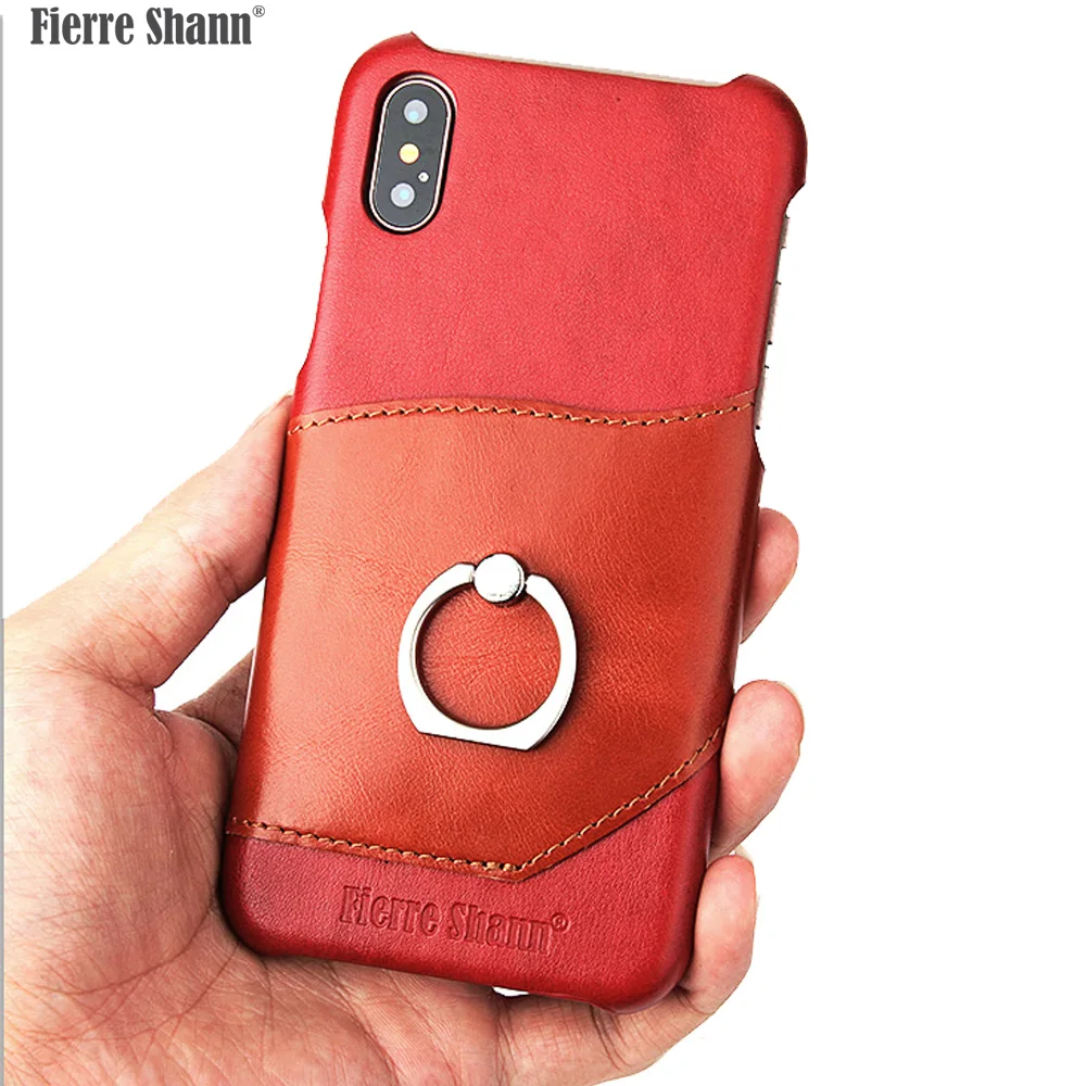 Красный Fierre Шенн бренд рыцарь натуральной коровьей кожи чехол для iPhone X с карты