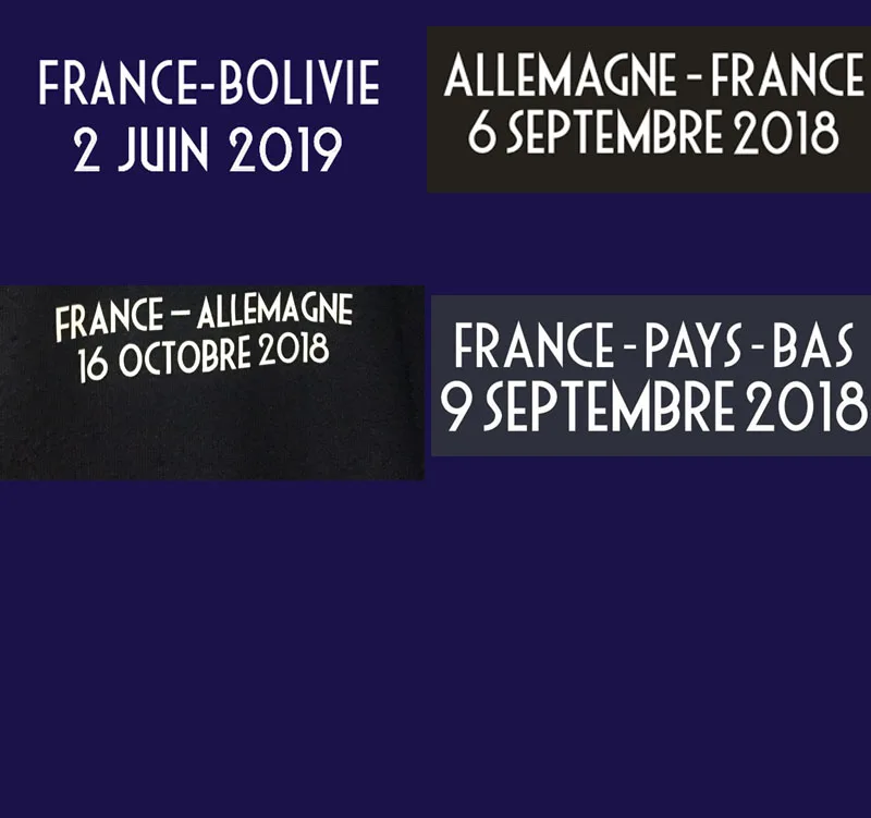 2018 2019 Франция матч детали Vs Bolivie Gemrnay Holland половине дня футбольная нашивка