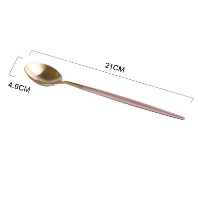 Gold-Dinner Spoon Набор столовых приборов из нержавеющей стали, столовые вилки, нож, десертные ложки, ложка для размешивания кофе, фруктовые ForksTableware, поставщик домашнего ресторана - Цвет: Gold-Dinner Spoon