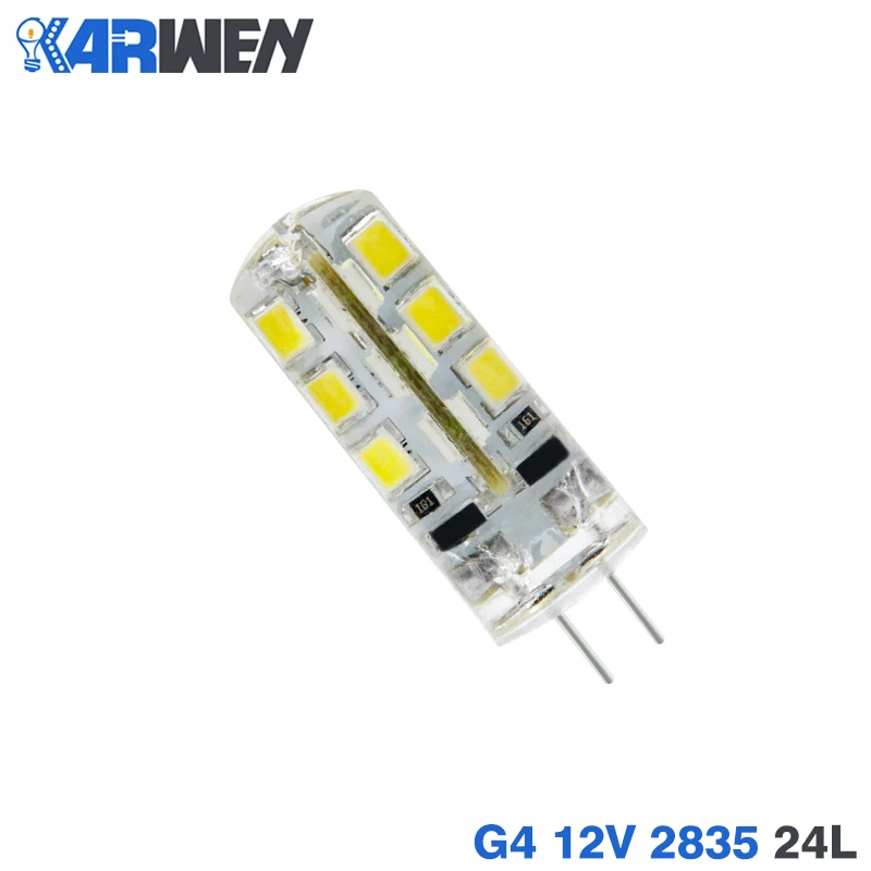KARWEN 10 шт. светодиодный G4 лампа высокой мощности 3 Вт SMD2835 3014 DC 12 В AC 220 В светильник 360 Угол луча заменить для хрустальной люстры - Испускаемый цвет: G4 12V 2835 24Leds