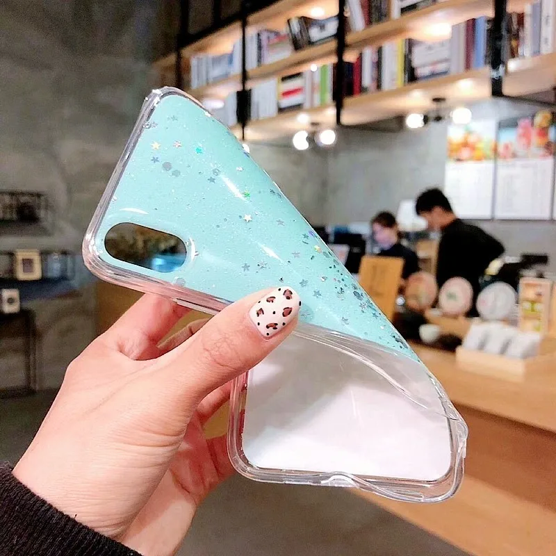 Heyytle Glitter Bling Sequins Case For iphone 8 7 Plus 6 6s Epoxy Star Transparent X XR XS MAX 10 Soft TPU Cover | Мобильные