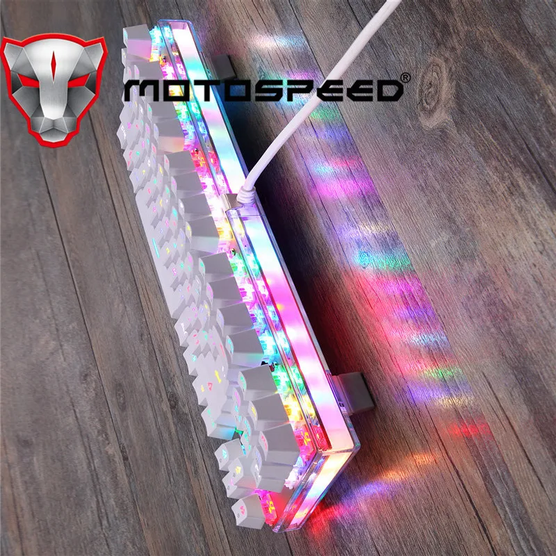 Motospeed K87S ABS USB2.0 Проводная Механическая клавиатура LED с RGB подсветкой синий переключатель Настольный русский геймер завязывание белый 1,8 м