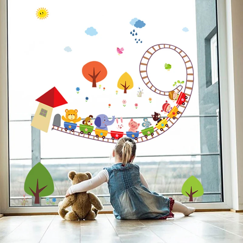 Горки с мультипликационным принтом самоклеющиеся съемные наклейки для гостиной