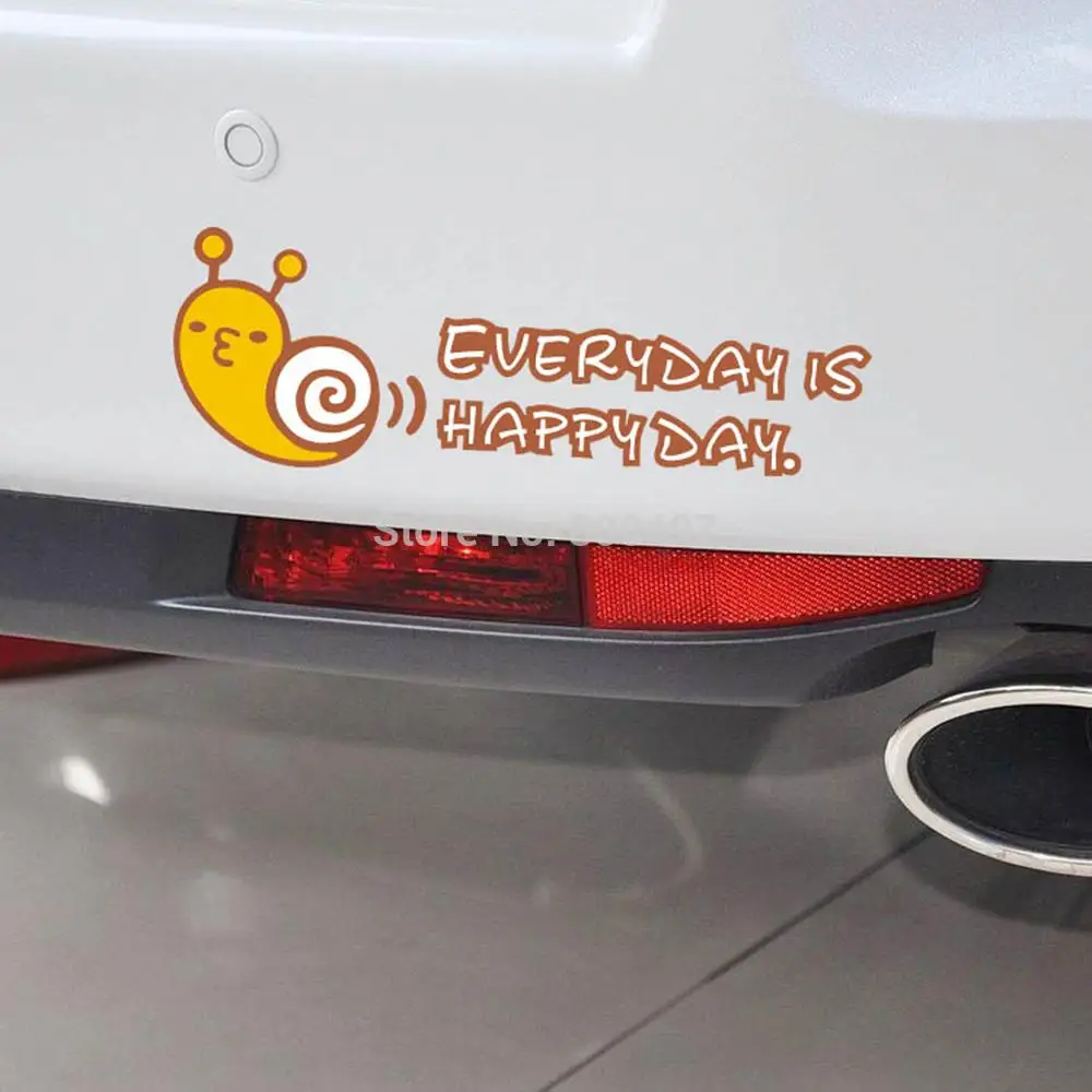 10 x Funny Snails EVERYDAY IS HAPPY DAY Car Sticker Auto Decal Accessoried for Tesla Toyota Volkswagen Hyundai Lada |