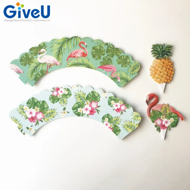 GiveU 24 шт. украшение Фламинго для тортов ананас обертки Дети сувениры День