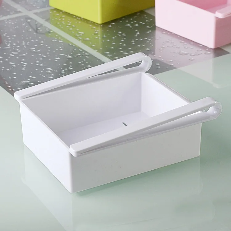 White 16.5x15.5x7cm Регулируемый Кухонный рефрижератор шкаф для хранения полка холодильника с морозильной камерой Держатель Выдвижной ящик Органайзер Экономия пространства кухонный Органайзер - Цвет: White 16.5x15.5x7cm