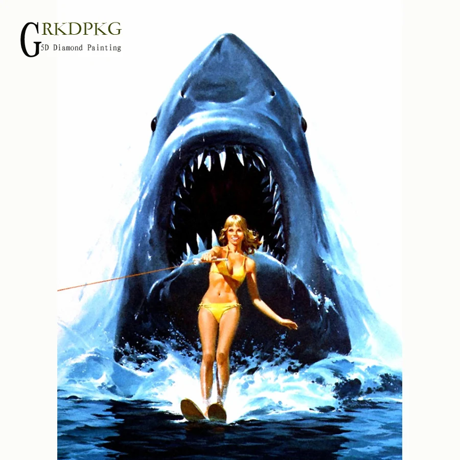 

5D special shaped diamond painting Giant shark rhinestones diamond embroidery diamond mosaic sale Cross stitch Home decoration
