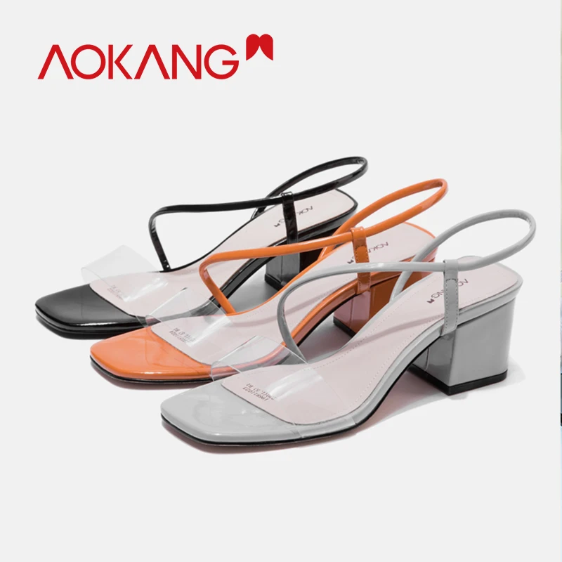 Женские босоножки с ремешком на щиколотке AOKANG летние высоком каблуке в