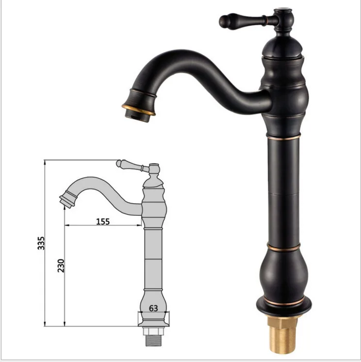 Оранжевый Европейский античный кран ретро черный Древний медный умывальник на стойке бассейна ванной кран горячей и холодной воды - Цвет: Оранжевый