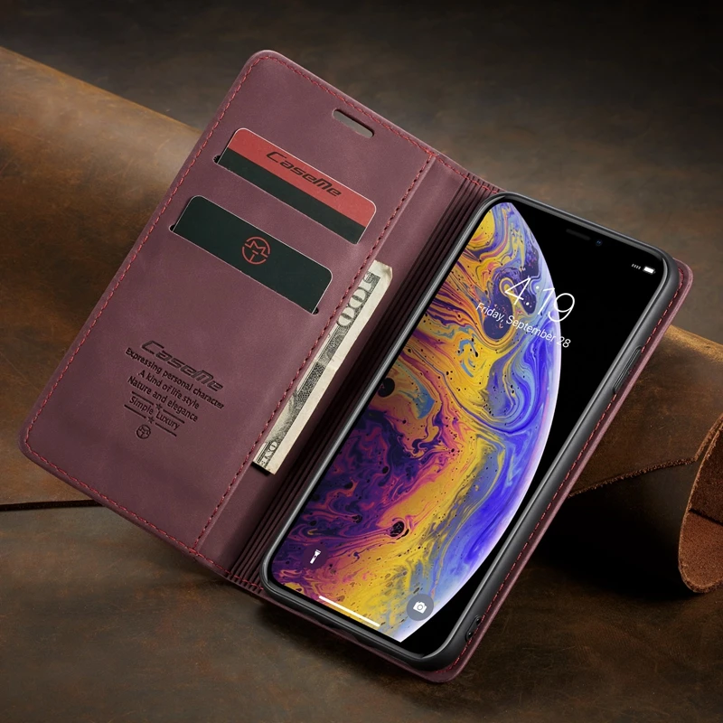Чехол Me из искусственной кожи чехол для iPhone X XS Max Роскошный Ретро Магнитный чехол для телефона держатель для карт кошелек чехол для iPhone XR 8 7 6s Plus