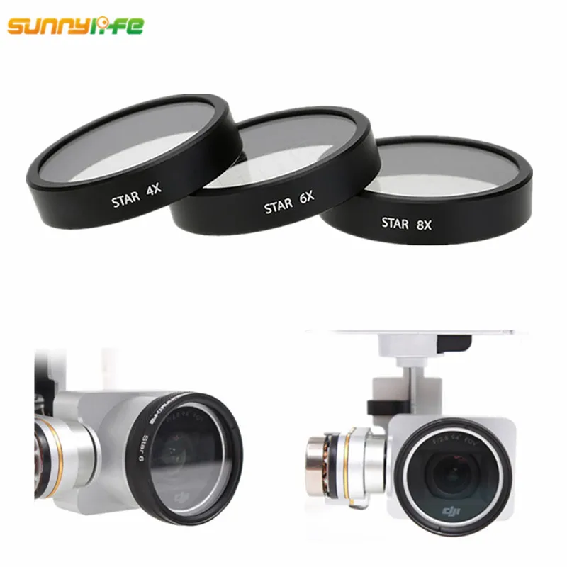 Sunnylife для DJI Phantom 3 Advanced Professional Standard Camera Gimbal Lens 4X 6X 8X Star Filter 4|star filter|filter ndnd filter |