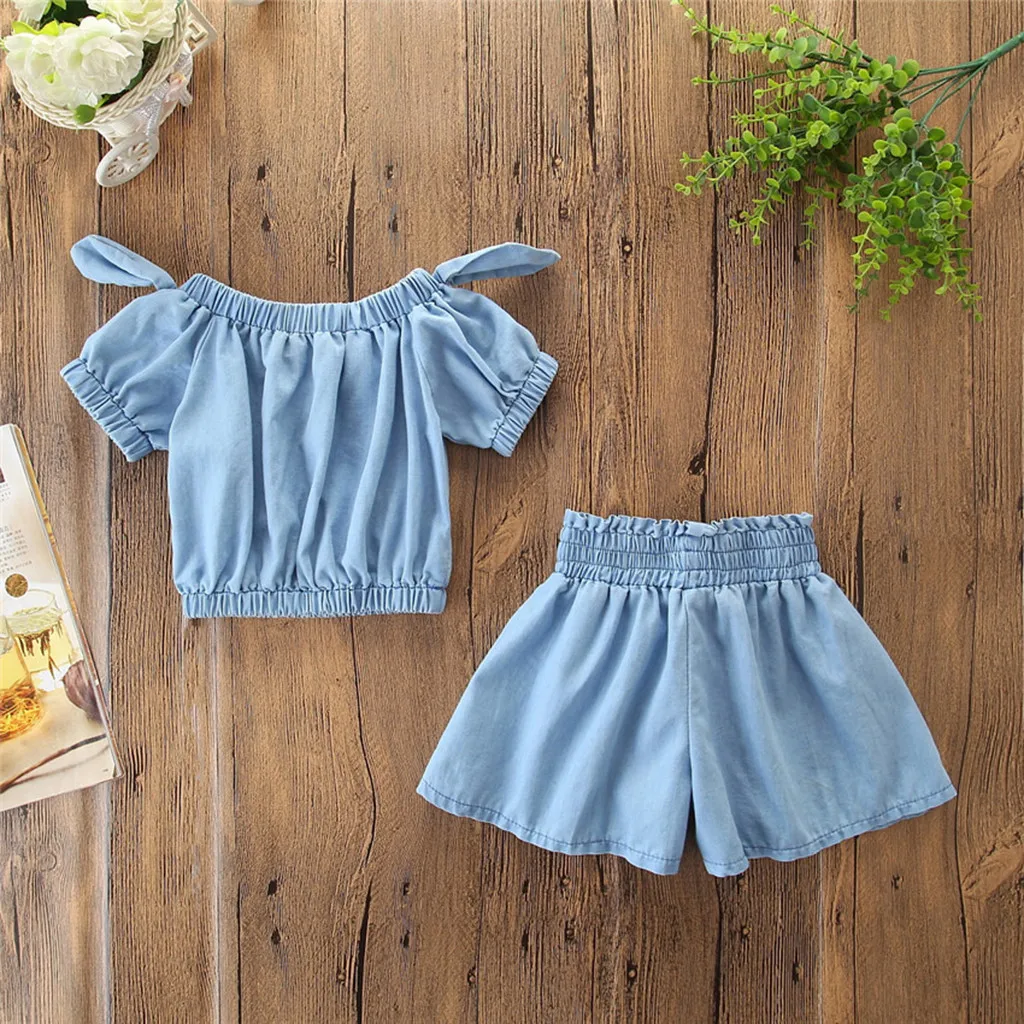 2020 г. лидер продаж одежда для маленьких девочек джинсовая рубашка с открытыми