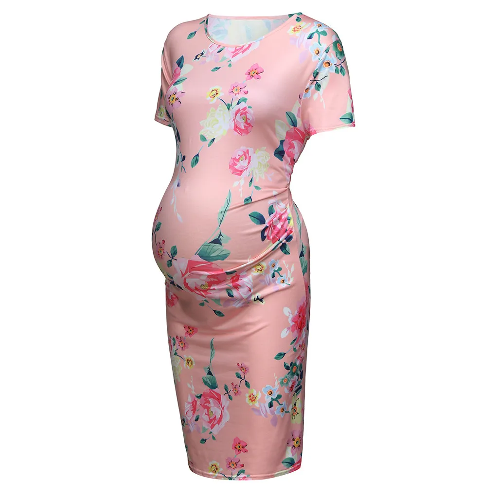 TELOTUNY платье для беременных, хлопок,, женское летнее платье для беременных, короткий рукав, цветочный принт, Повседневный Сарафан, платья для беременных, MARC19