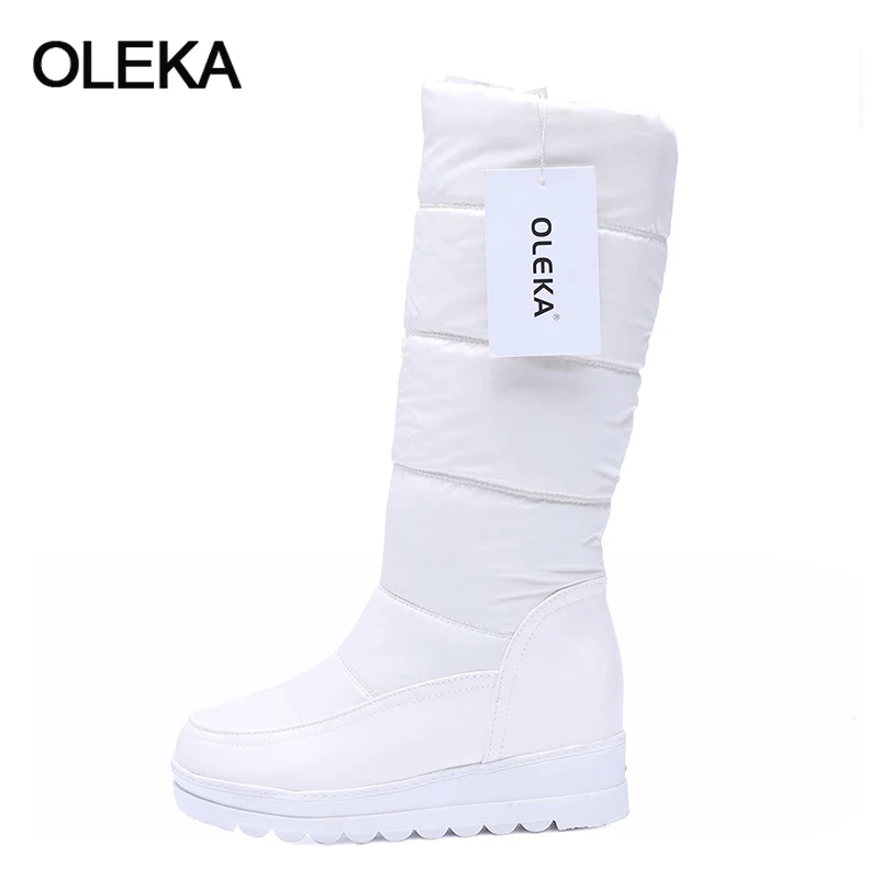 Oleka плюс Размеры Новый 2017 Модные женские ботинки Утепленная одежда низкие зимние