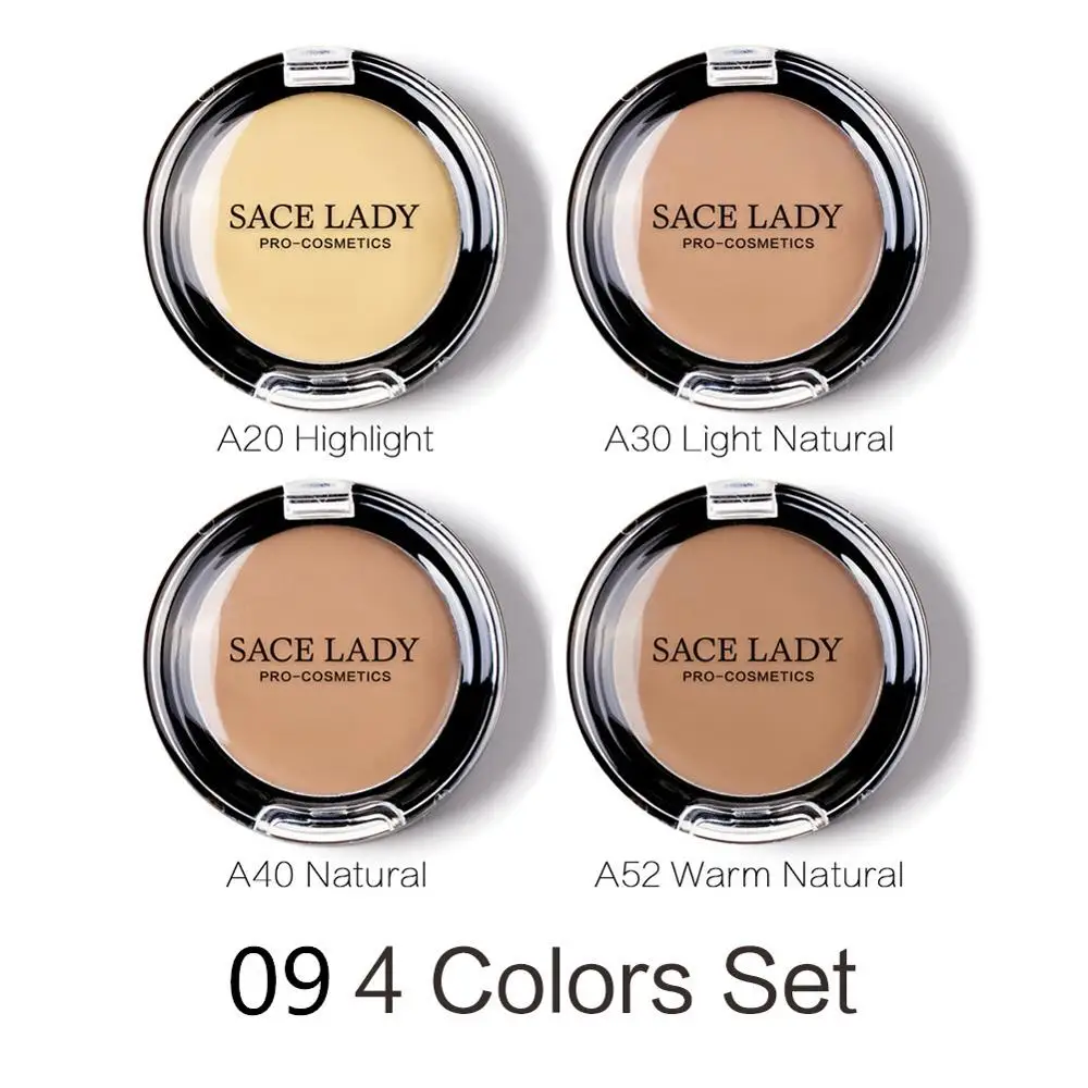 09 4 Colors Set SACE LADY консилер для лица крем макияж праймер Невидимый пор корректор бренд глаз Косметика основа маскирующего крема макияж - Цвет: 09 4 Colors Set