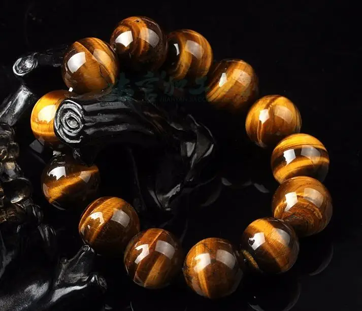 

Fashion A Grade Natural Tiger Stone Handmade 18mm Men's Buddha Beads Weave Bracelet