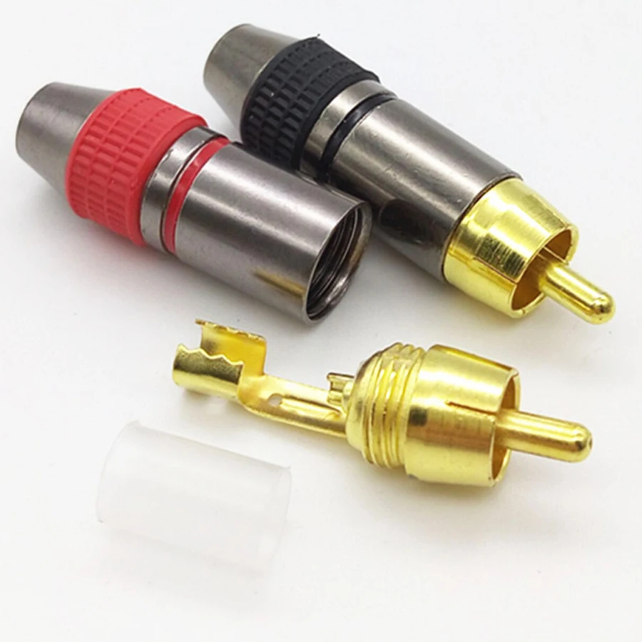 NinthQua 1 пара красный/черный разъем RCA позолоченный провод штекер гнездовой динамик