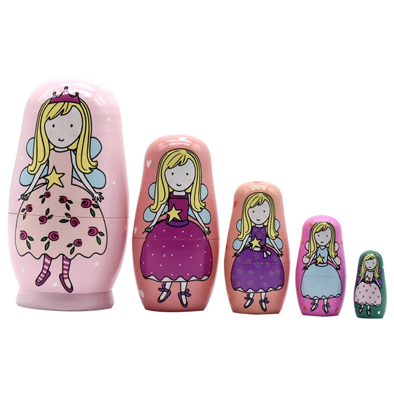 SUKIToy Kids Toys 5pcs Matryoshka Doll Russian Nesting Dolls Princess Gift For Newborn Baby Girl Preschool Toy 7.3X7.3X14CM|matryoshka dolls|nesting