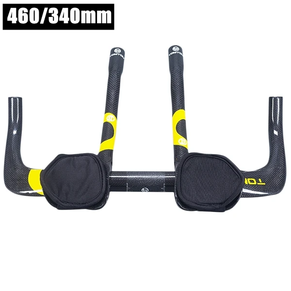 yellow 460X340mm TOMTOU 3K Углеродное волокно велосипедный Триатлон комплекты для руля велосипеда TT Руль+ руль для отдыха - Цвет: yellow 460X340mm
