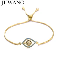 turkish design gold evil eye bracelet cz blue eye gold chain bracelet adjustable for women female party jewelry