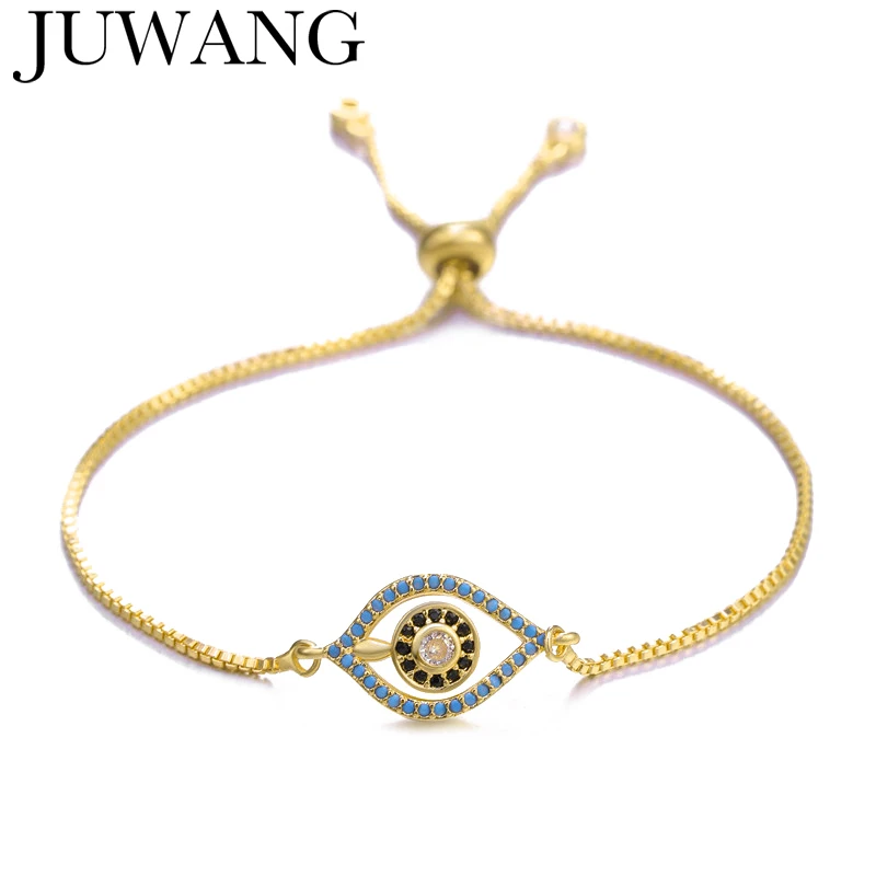 Турецкий Дизайн золотой браслет от сглаза CZ синий глаз браслет-цепочка
