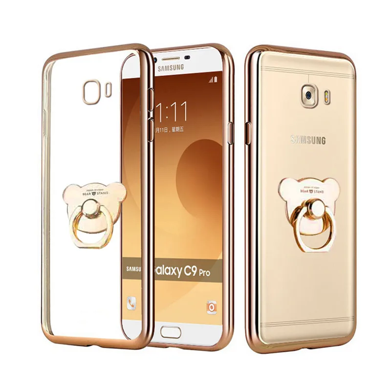 Мягкий позолоченный чехол с кольцом-держателем для Samsung Galaxy S6 S7 Edge S8 S9 Plus Note 8 J3 j5 j7