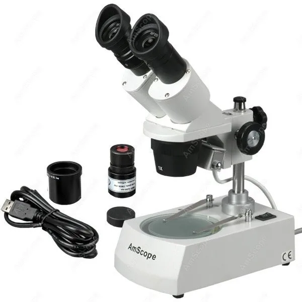 Стерео микроскоп -- AmScope поставляет 10X-20X-30X-60X стерео с двумя огнями + USB камера |