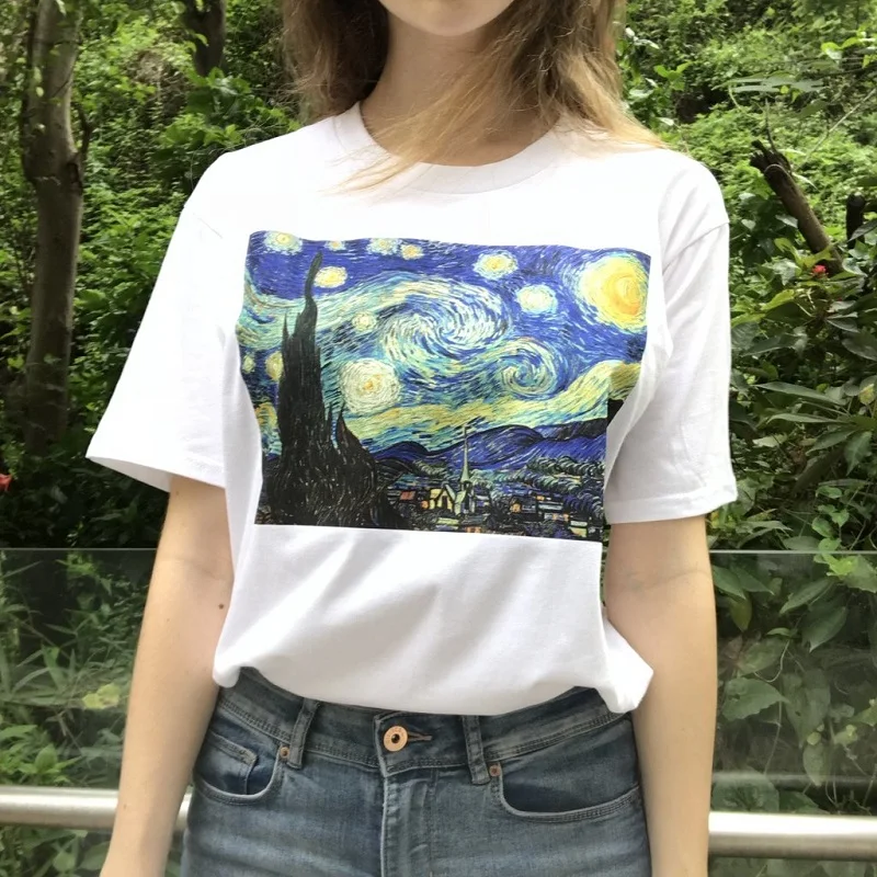 Футболка Van Gogh Ulzzang Tumblr летняя женская футболка 2019 | Женская одежда