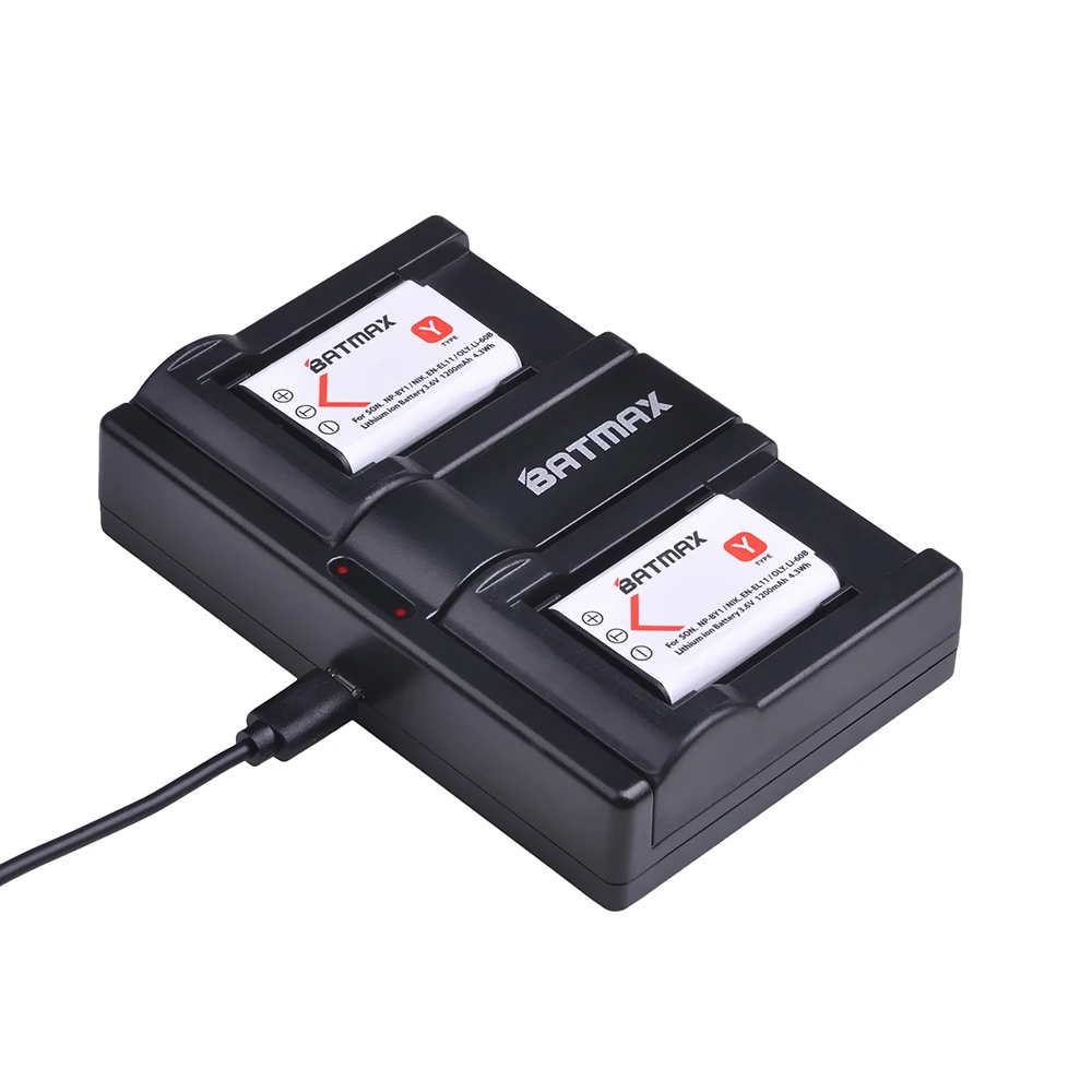 Batmax 2 шт. NP BY1 NPBY1 Батарея + Dual USB Зарядное устройство для SONY hdr az1vr az1 az1v Спорт экшен