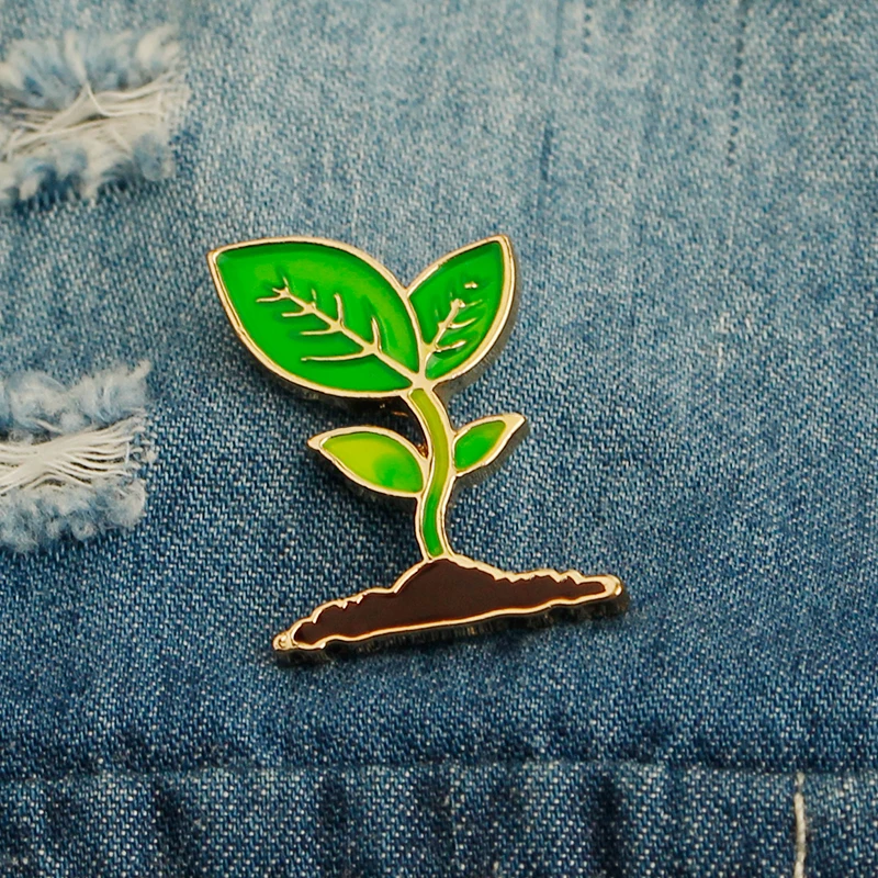 Zhijia Bean Sprouts Seedling Enamel Pins And Brooches Natural Green Tree Plant Badge For Girls | Украшения и аксессуары