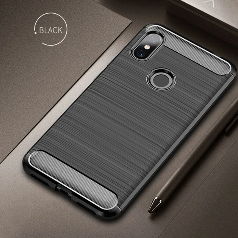 For Xiaomi Redmi Note 6 Pro Case Soft Silicone Brushed Carbon Fiber Xiomi Note6 6A Rugged Armor TPU Phone Cases Cover |