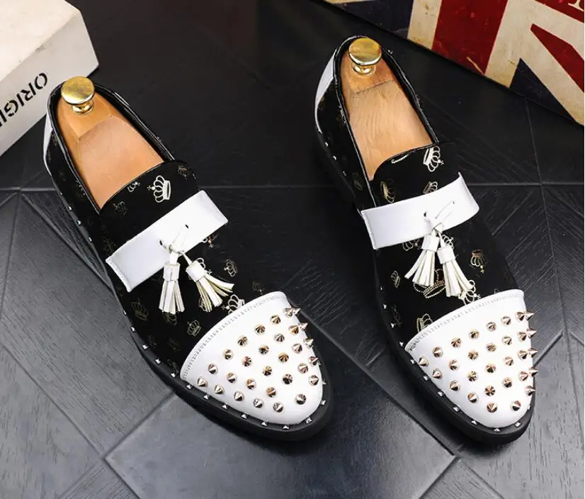 Туфли мужские классические из лакированной кожи Роскошные дышащие с заклепками