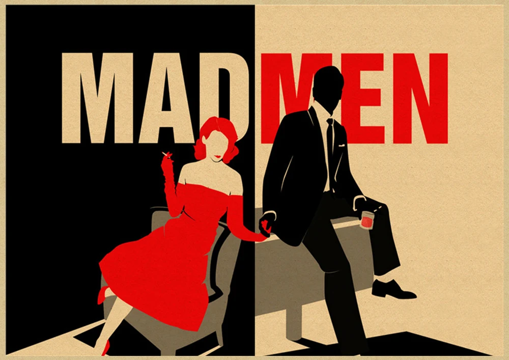 Mad men классический фильм крафт-бумага Ретро стиль декоративная печать на крафтовой бумаге настенная живопись наклейки для дома плакаты - Цвет: Тёмно-синий