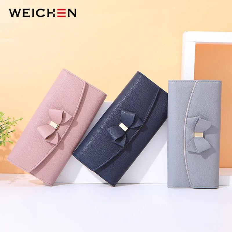 WEICHEN, бант, элемент, Женский кошелек, большая емкость, женский клатч, кошельки, держатель для карт, карман для телефона, Женский кошелек, женский, длинный, Carteiras
