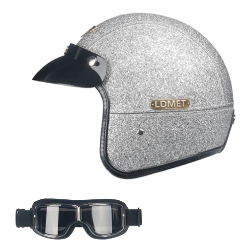 LDMET Кожа PU casco moto Винтаж moto rcycle шлем с открытым лицом камуфляж capacetes de moto ciclista vespa Кафе racer - Цвет: 5