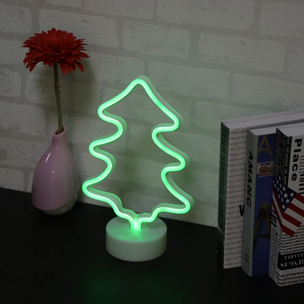 Светодиодные лампы ночь Батарея Рождественская елка Lightning шатер неоновый свет