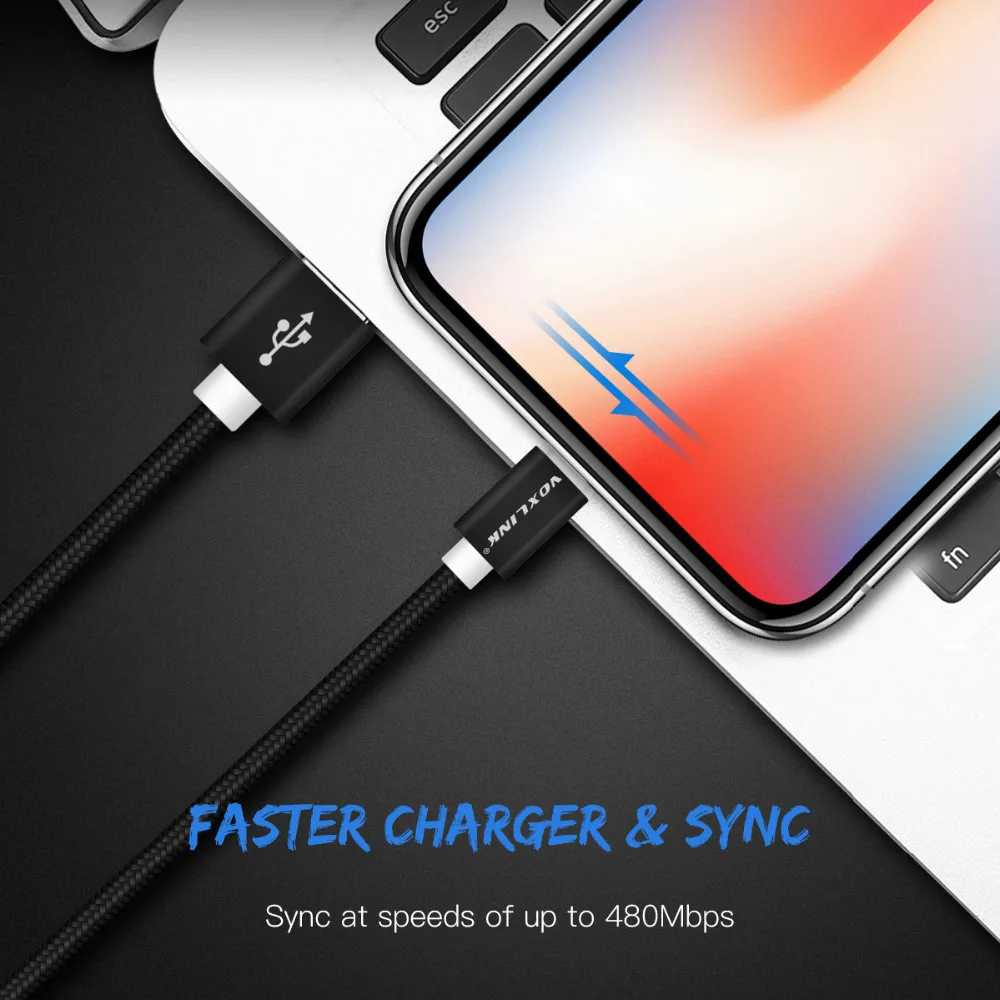 USB кабель VOXLINK 20 шт. 5 В 2 4 А Micro для зарядки передачи данных Samsung S7 S6 Huaiwei Xiaomi Meizu LG