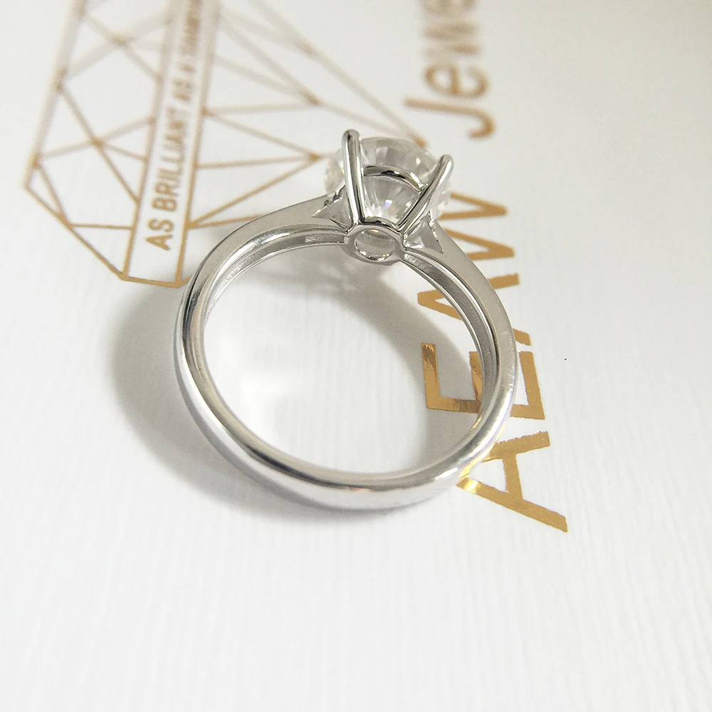 Платиновое Покрытие серебро DF 1.0ct 6,5 мм круглый разрез DF обручальное кольцо на головщину искусственный бриллиант кольцо для Для женщин