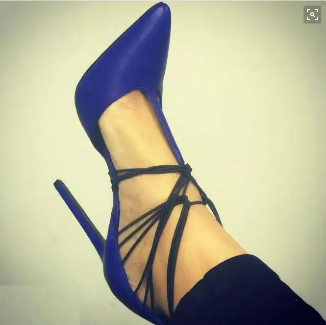 

Desinger crisscross high heel women pumps fashion pojnted toe back zipper stiletto heels T-bar party dress shoes woman plus size