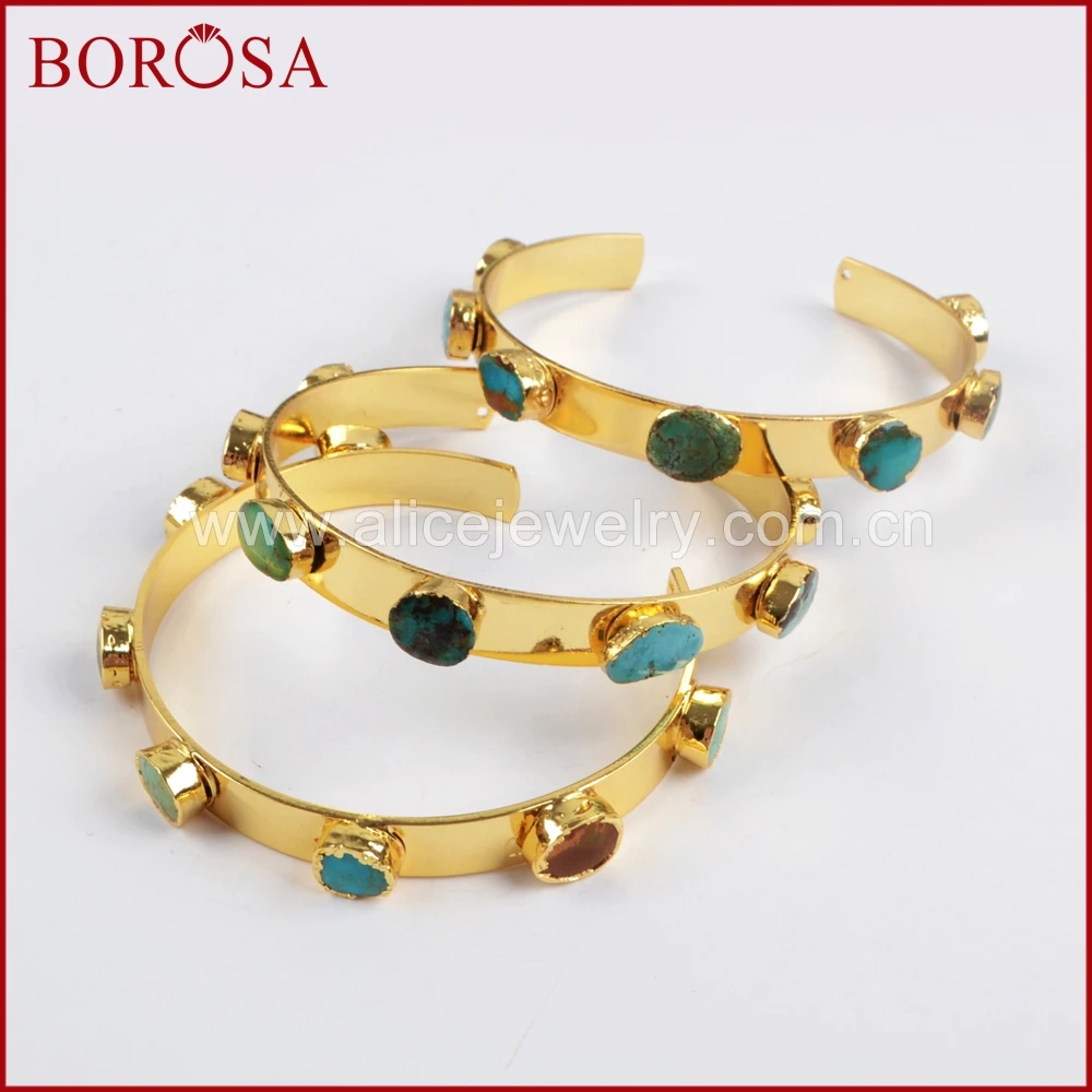 BOROSA 1 шт. Новая коллекция золотого цвета семь натуральных синих камней бирюзовый