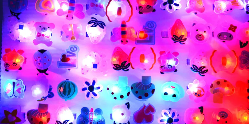 30PC Cartoon LED Flashing Light Up Glowing Finger Ring Toys Party Favor Gifts for Children home decor birthday|Сверкающие товары