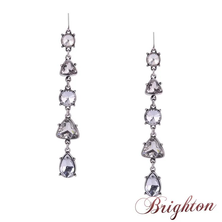 Women Fashion Luxury Noble Jewelry Silver Plated Shiny Crystal Statement Long Hook Dangle Earrings Bijoux | Украшения и