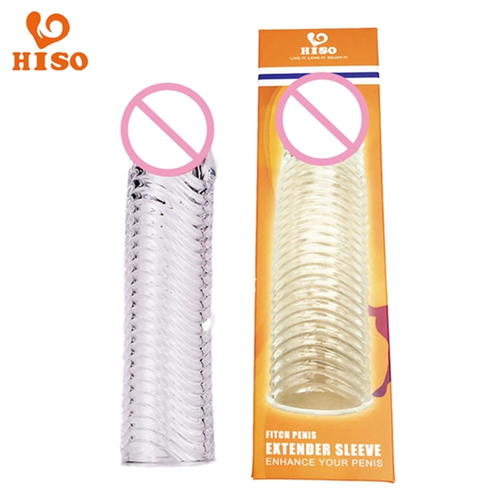 HISO пенис рукав винт Резьба удлинитель многоразовый презерватив для мужчин ТПЭ