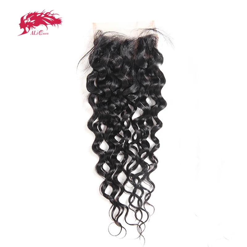 Ali queen hair продукты волна воды бразильские девственные волосы 1" до 20" человеческие волосы часть швейцарский кружевной чехол