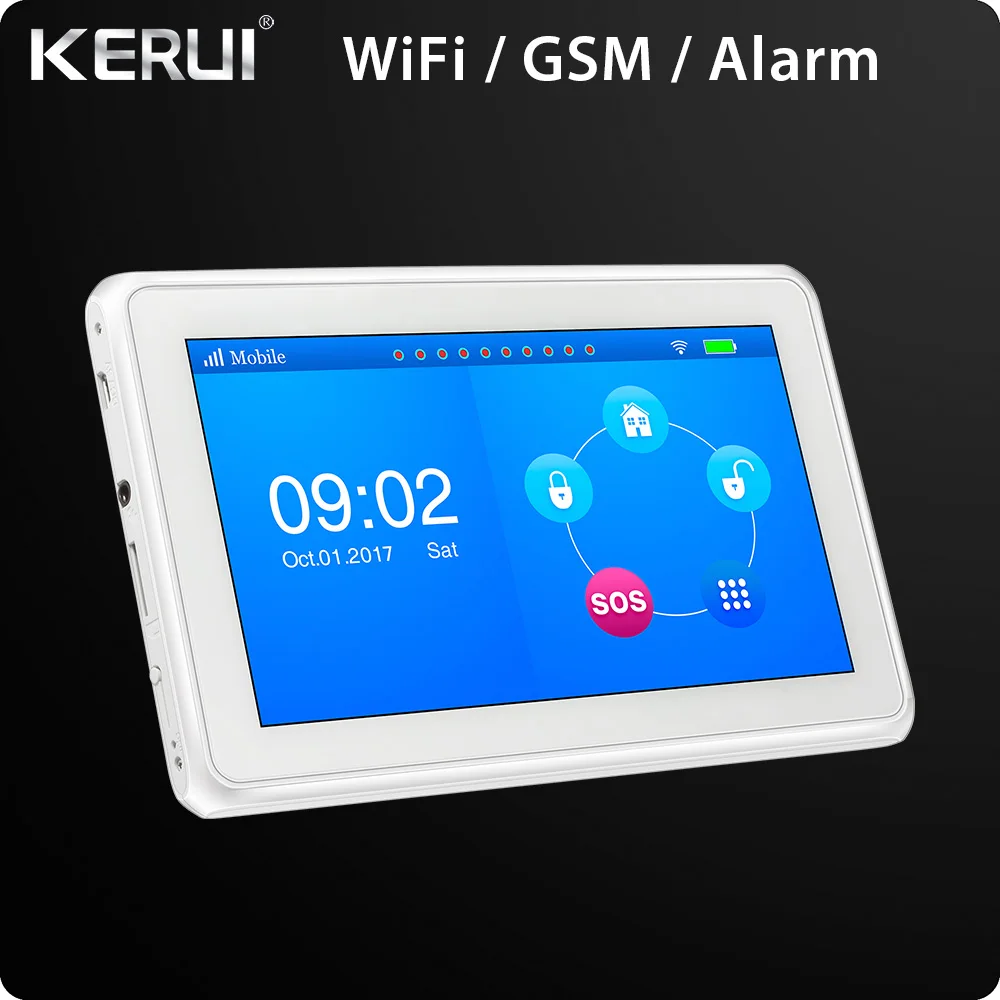 KERUI k7 дюймов TFT дисплей сенсорный экран аварийная сигнализация wifi GSM домашняя