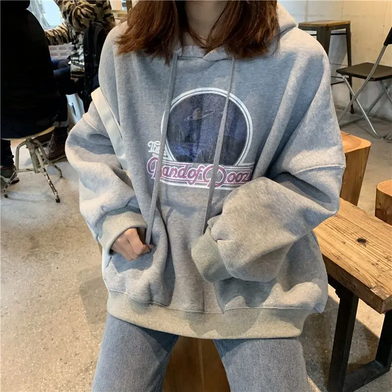

Plus size Women Hoodies Sweatshirts Solid Long Sleeve Hooded Sweatshirt Loose Autumn Tops Female Tracksuit Casual Sweat Coat