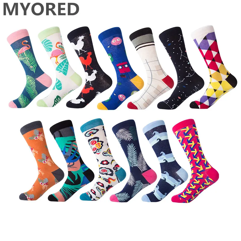 Носки MYORED мужские 2018 чесаный хлопок яркие смешные креативные короткие