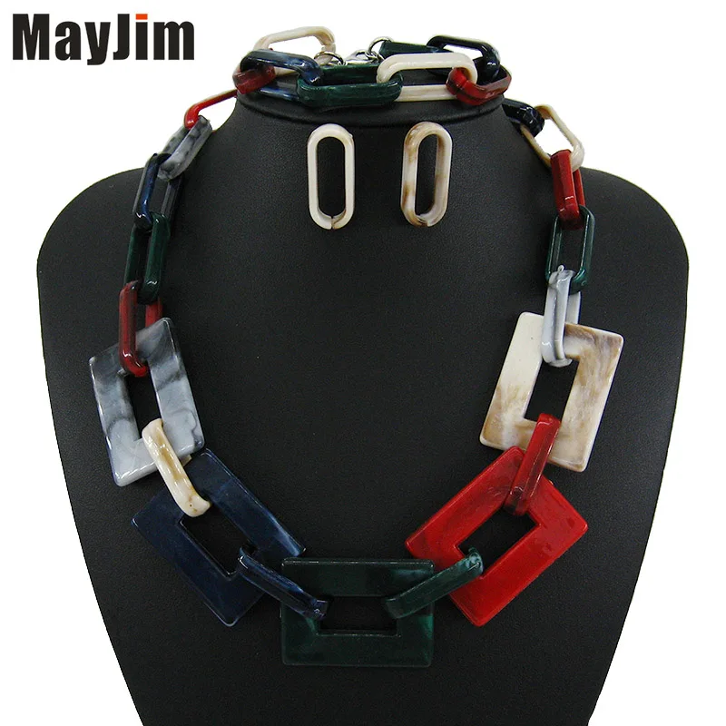 Mixed colors Новая мода, винтажная Серебряная цепочка, натуральная текстура, квадратный, персонализированные ювелирные наборы, этнический, мульти, роскошная, массивная, женская, богемная - Окраска металла: Mixed colors