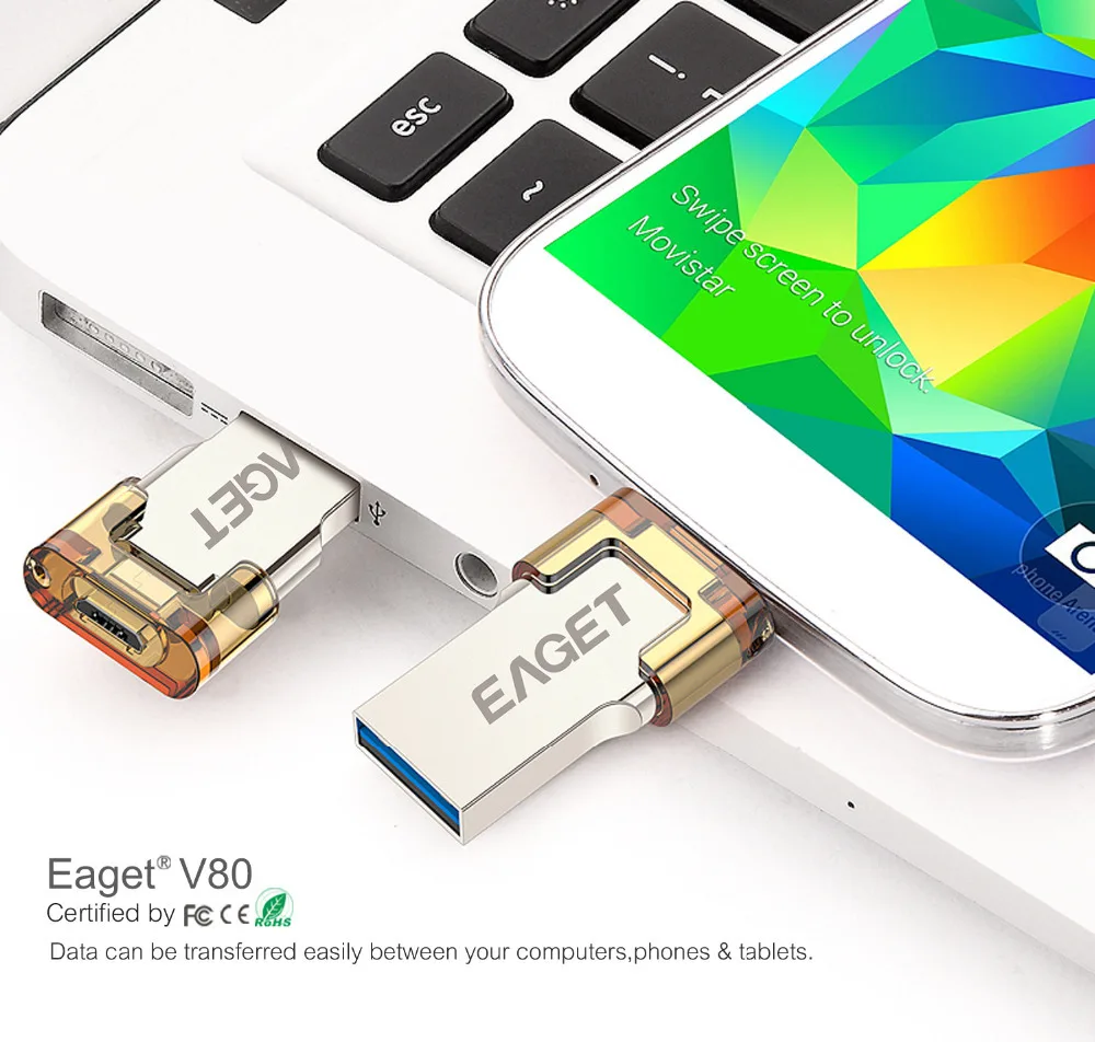 EAGET V80 Официальный 16 Г 32 64 Смартфон USB 3.0 Flash Drive флэш-Накопитель Micro Stick Двойной