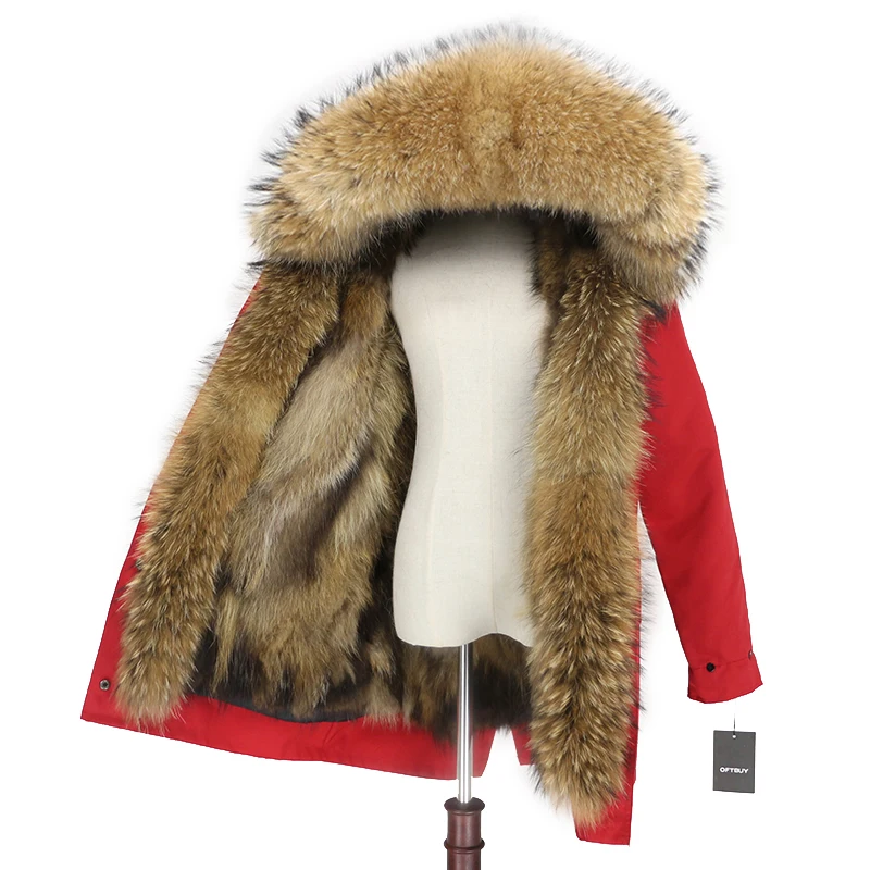 real natural natural OFTBUY пальто из натурального меха енота, капюшон из лисьего меха, зимняя куртка, Женская длинная парка, водонепроницаемая верхняя одежда - Цвет: real natural natural